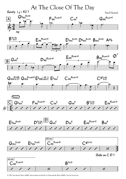 At the Close of the Day - Eb Instruments