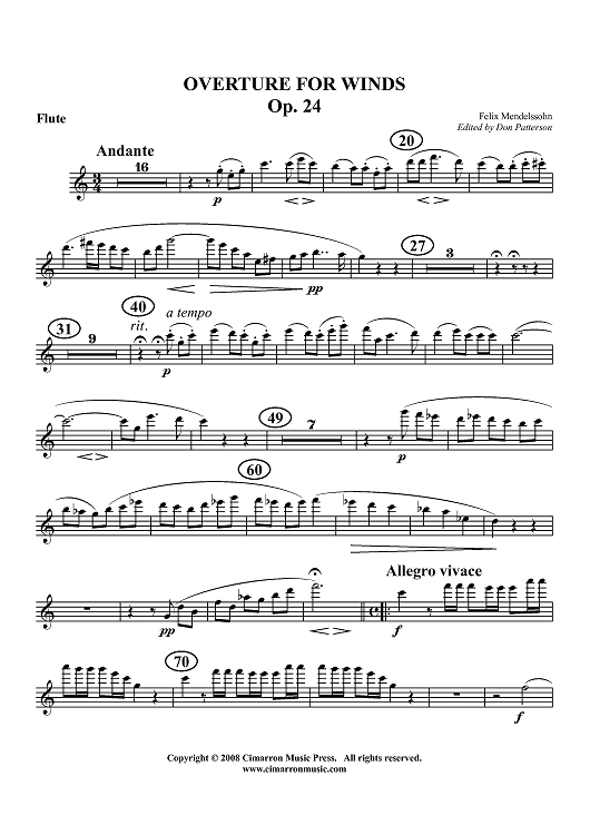 Overture for Winds, Op. 24 - Flute