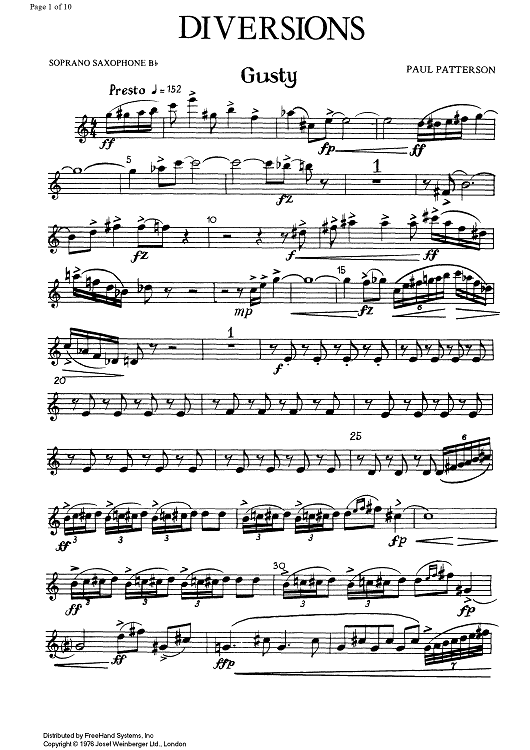 Diversions - B-flat Soprano Saxophone