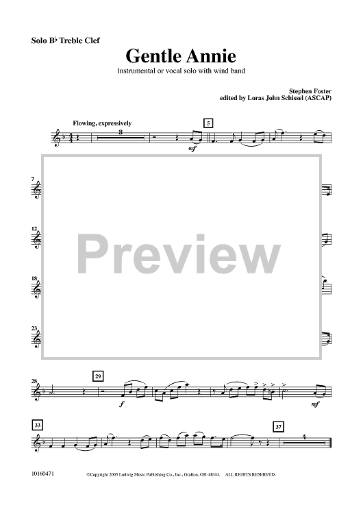 Gentle Annie - Solo Bb Treble Clef