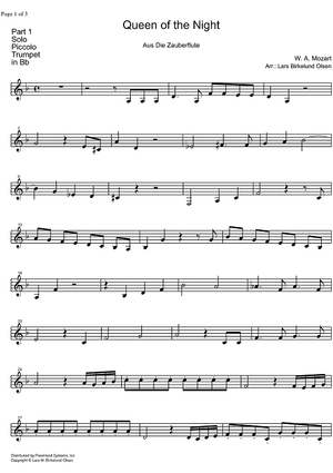 Der Hölle Rache kocht in Meinen Herzen from Die Zauberflöte KV620 - Solo Piccolo Trumpet in B-flat