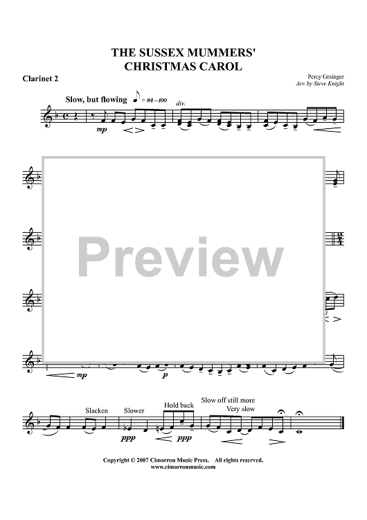 The Sussex Mummers' Christmas Carol - Clarinet in Bb 2