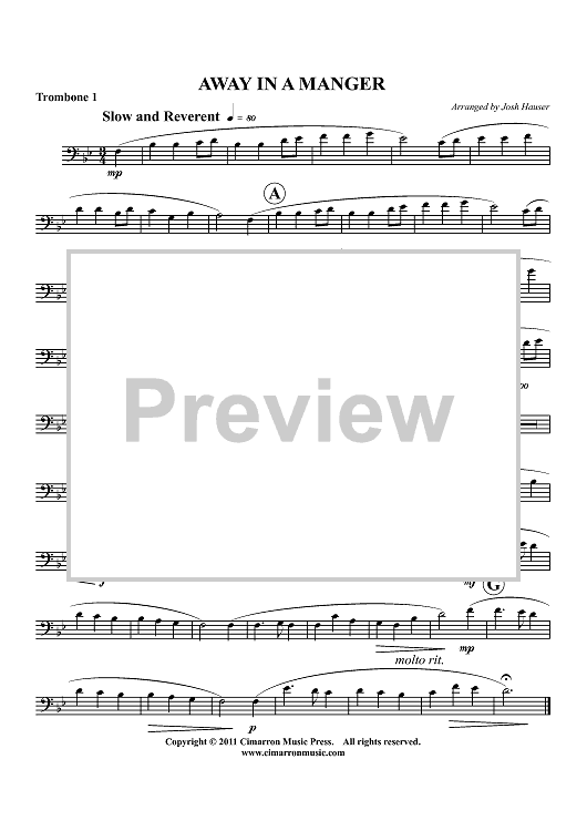 Away in a Manger - Trombone 1