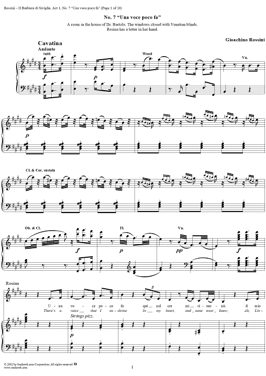 Cavatina: Una voce poco fa, No. 7 from "Il Barbiere di Siviglia"