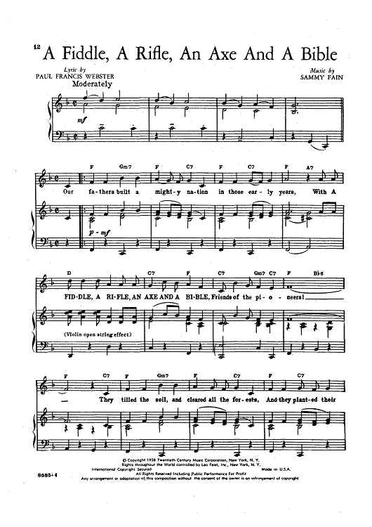 A Fiddle, A Rifle An Axe And A Bible