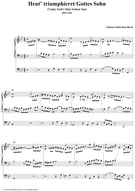 Heut' triumphieret Gottes Sohn (Today God's Only Gotten Son), No. 32 (from "Das Orgelbüchlein"), BWV630