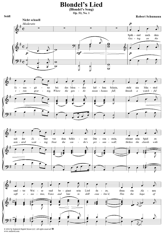 Blondel's Lied, Op. 53, No. 1