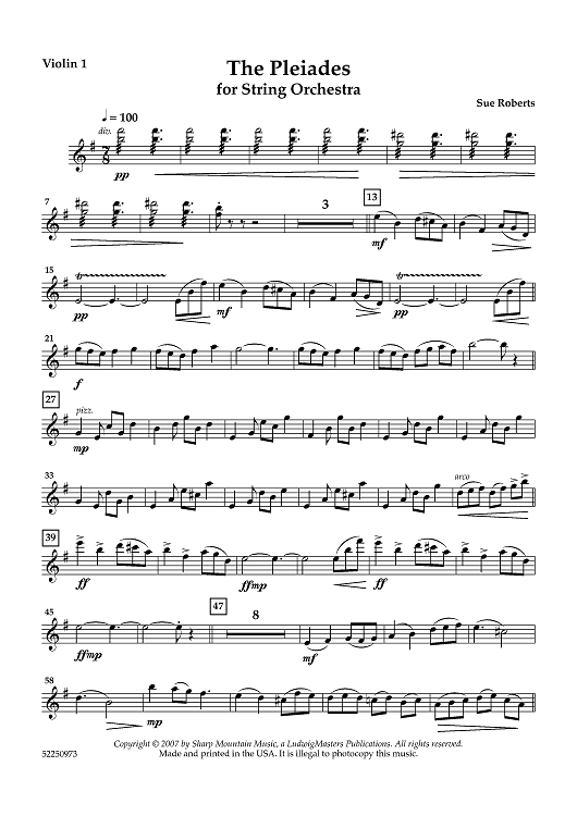 The Pleiades for String Orchestra - Violin 1