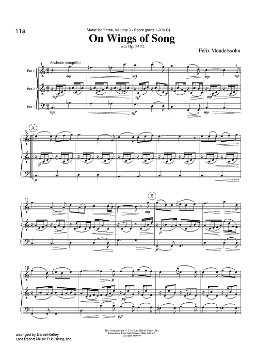 On Wings of Song - from Op. 34, #2 - Score