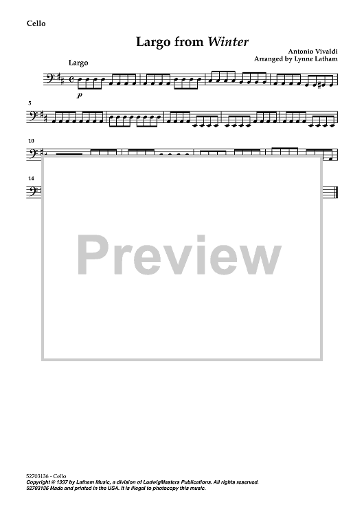 Largo from Winter - Cello