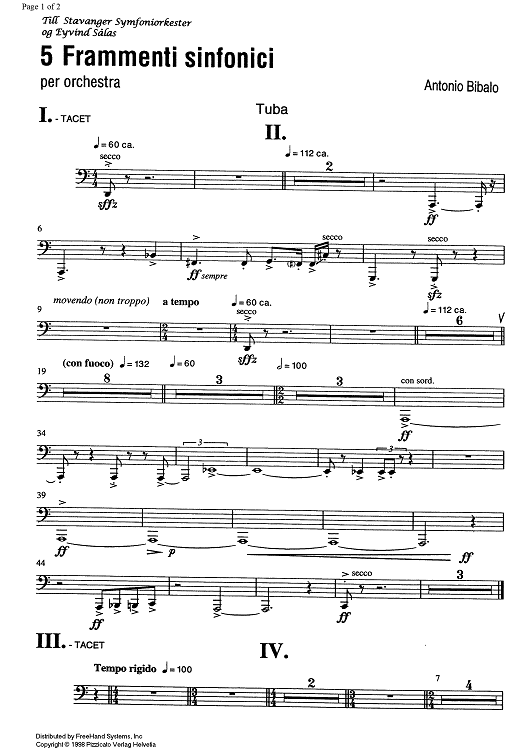 5 Frammenti sinfonici - Tuba