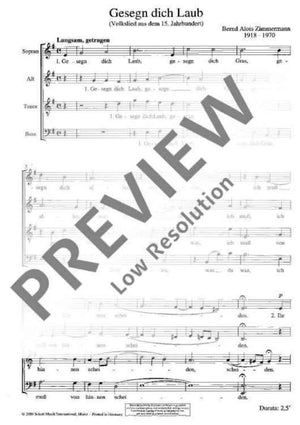 Gesegn dich Laub - Choral Score