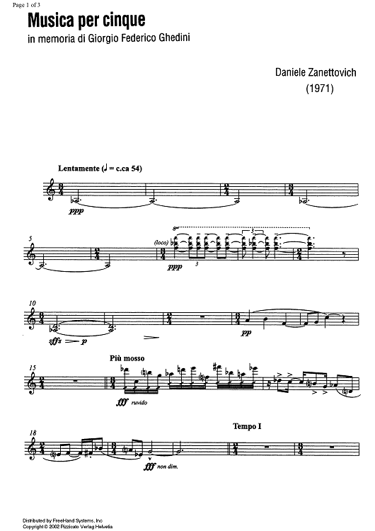 Musica per cinque - Violin