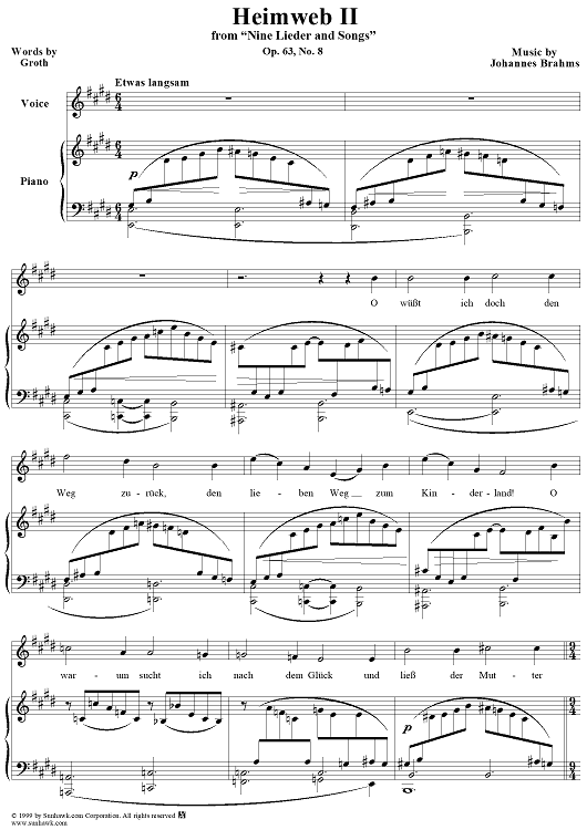 Heimweb II - No. 8 from "Nine Lieder and Songs" op. 63