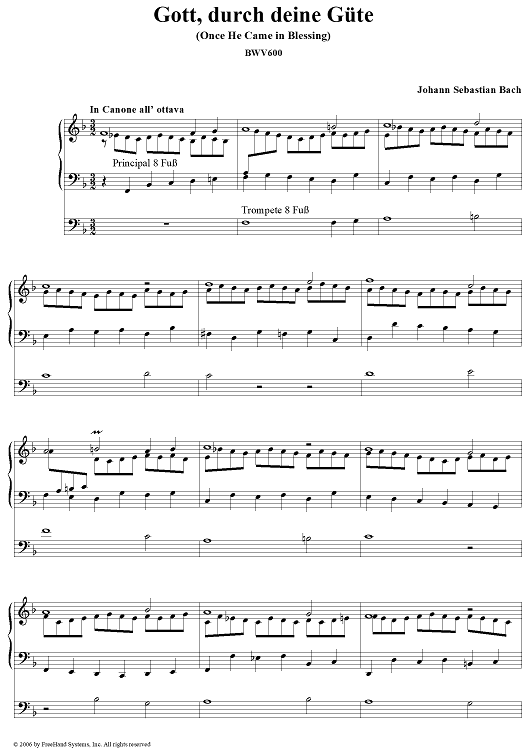 Gott, durch deine Güte (Once He Came in Blessing), No. 2 (from "Das Orgelbüchlein"), BWV600
