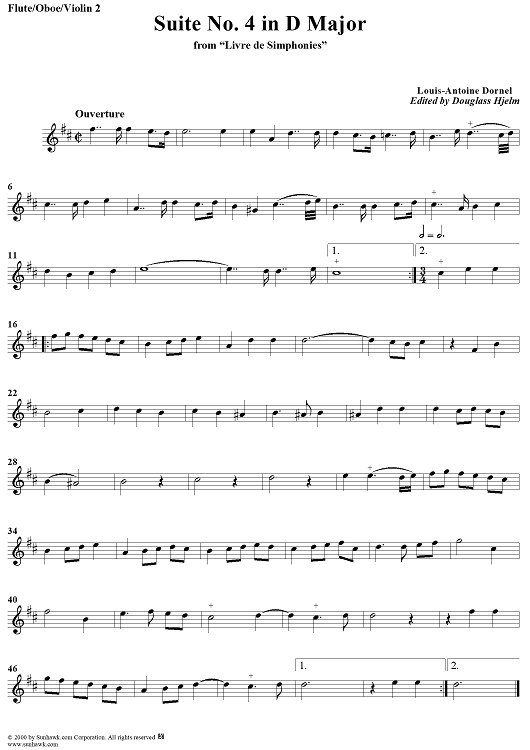 Suite in D Major, Op. 1, No. 4 - Flute 2/Violin 2