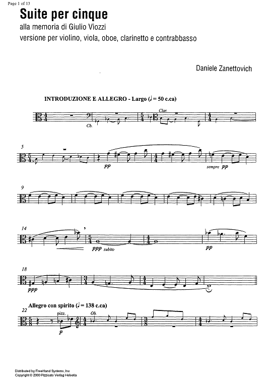 Suite per cinque - Viola