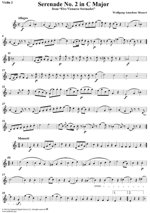 Serenade No. 2 in C Major from "Five Viennese Serenades" - Violin 2
