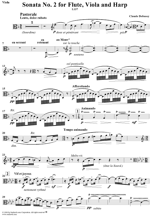 Sonata No. 2 for Flute, Viola and Harp - Viola