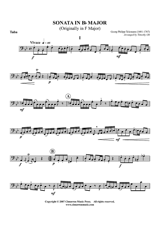 Sonata In B Flat - Tuba