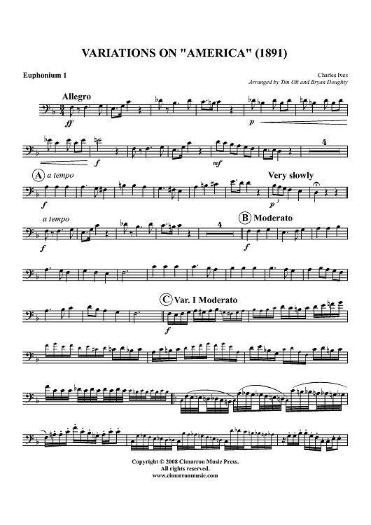 Variations on "America" (1891) - Euphonium 1 BC/TC