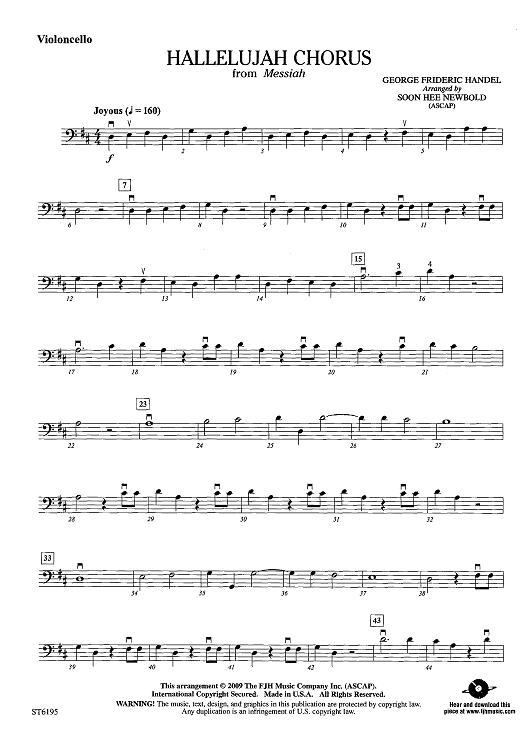 Hallelujah Chorus - from Messiah - Violoncello