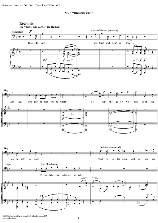 Genoveva, Op. 81, Act 1, No. 4: "Dies gilt uns!" - Score