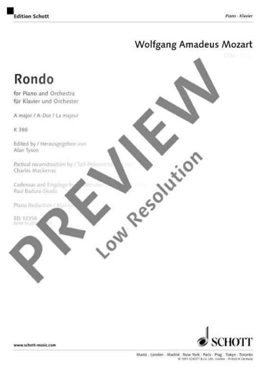 Rondo A Major - Vocal/piano Score