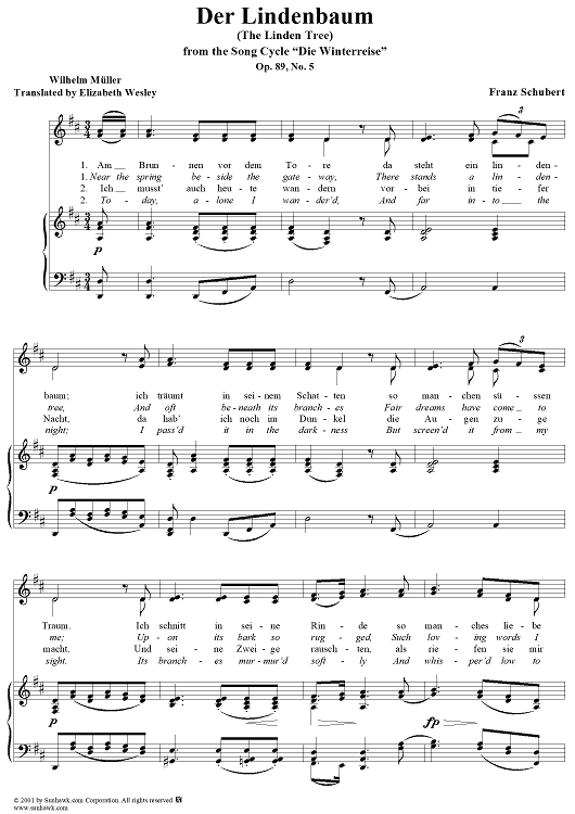 Winterreise (Song Cycle), Op.89, No. 05 - Linden Tree, D911