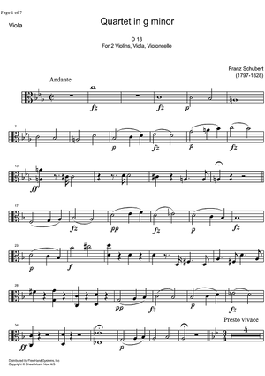 String Quartet No. 1 g minor D18 - Viola