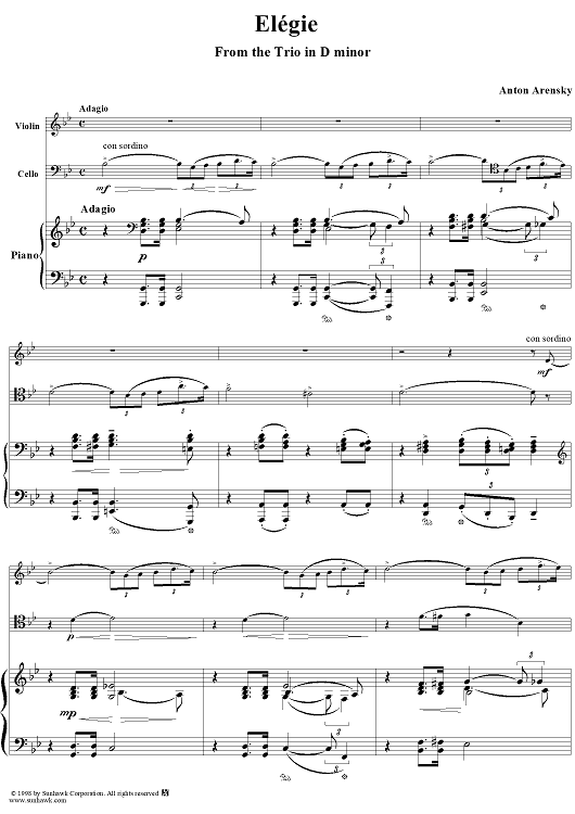 Elégie from Piano Trio in D minor