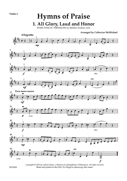 Hymns of Praise for 2 Violins and Piano - Violin 2