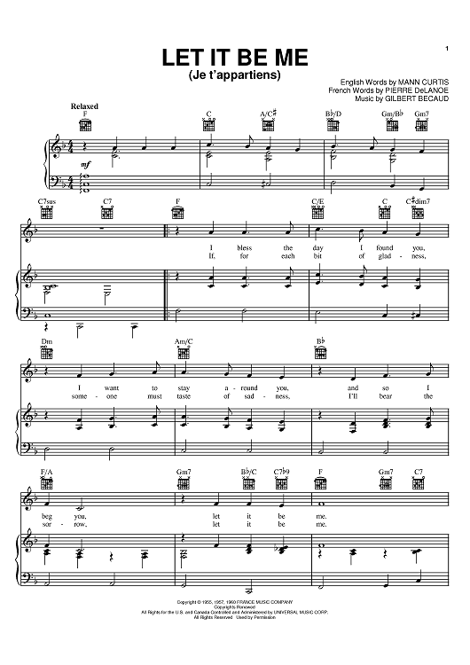 Let It Be Me (Je T'appartiens)