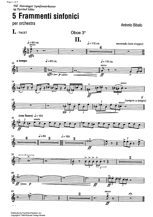 5 Frammenti sinfonici - Oboe 3