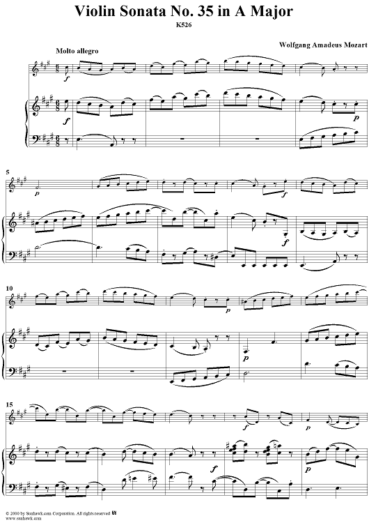 Violin Sonata No. 35 in A major, K526 - Full Score