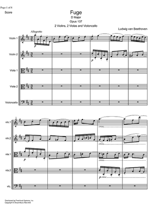 Fugue D Major Op.137 - Score