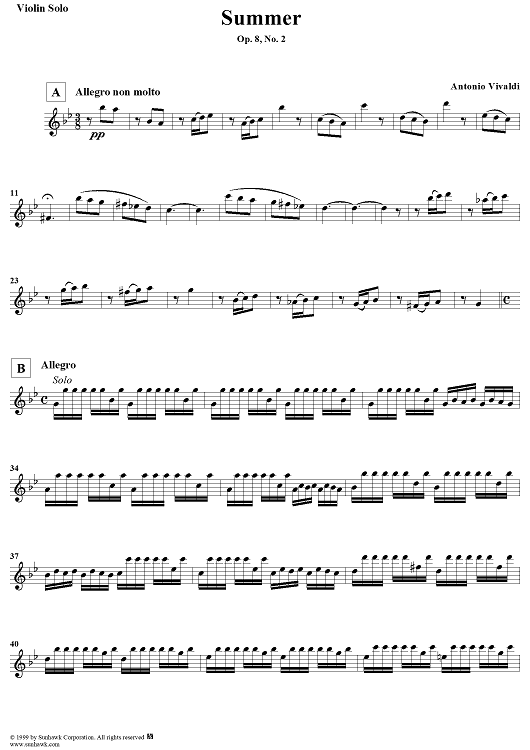 The Four Seasons, No. 2: Summer - Solo Violin