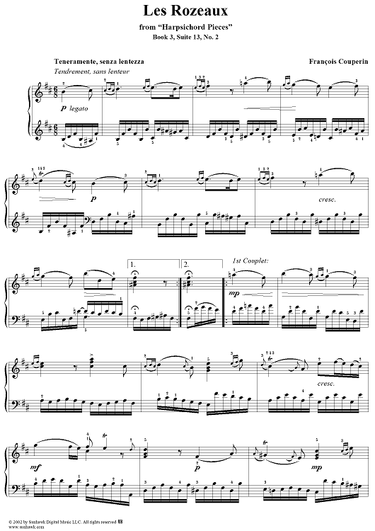 Harpsichord Pieces, Book 3, Suite 13, No. 2: Les Rozeux