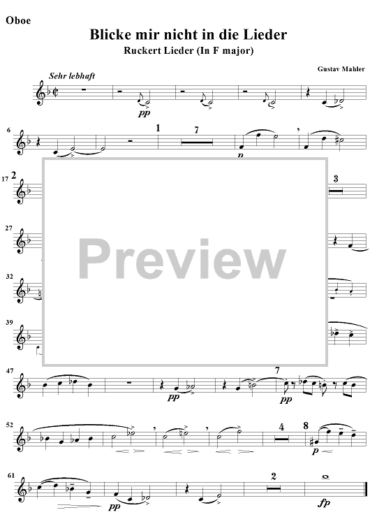 Blicke mir nicht in die lieder - Oboe