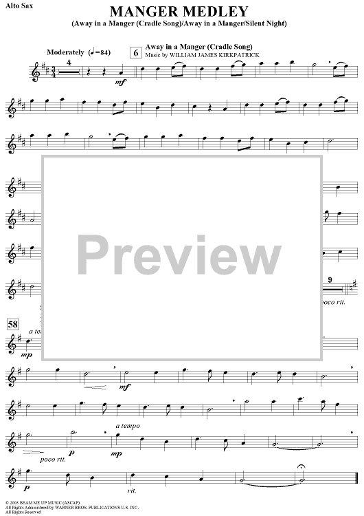 Manger Medley (Cradle Song/Away in a Manger/Silent Night) - Alto Saxophone