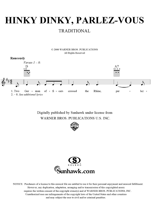 Hinky Dinky, Parlez-Vous