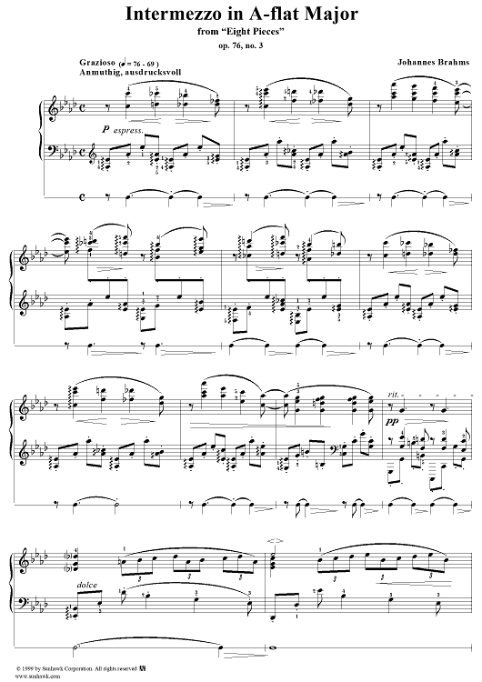 Klavierstucke, No. 3: Intermezzo in A-flat Major