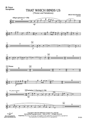 That Which Binds Us (Theme and Variations) - Bb Tenor Sax