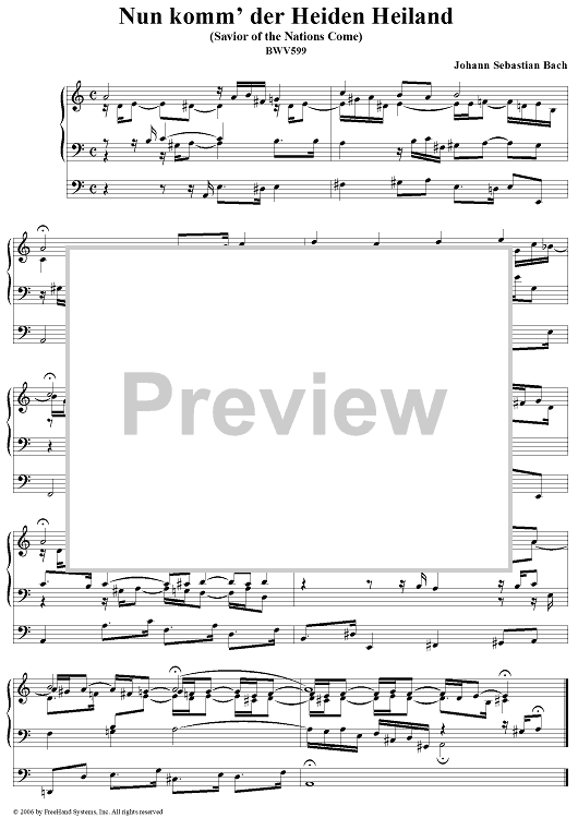 Nun komm' der Heiden Heiland (Savior of the Nations Come), No. 1 (from "Das Orgelbüchlein"), BWV599