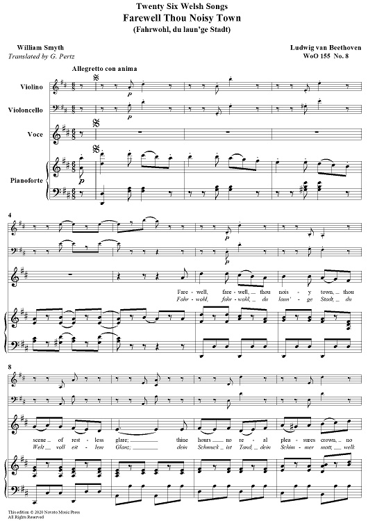 Farewell Thou Noisy Town - from 26 Welsh Songs