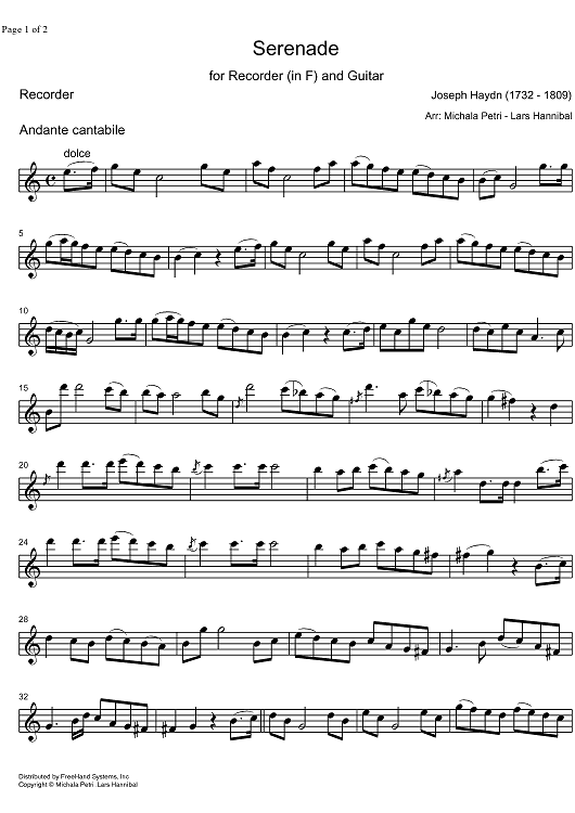 Serenade - Alto Recorder