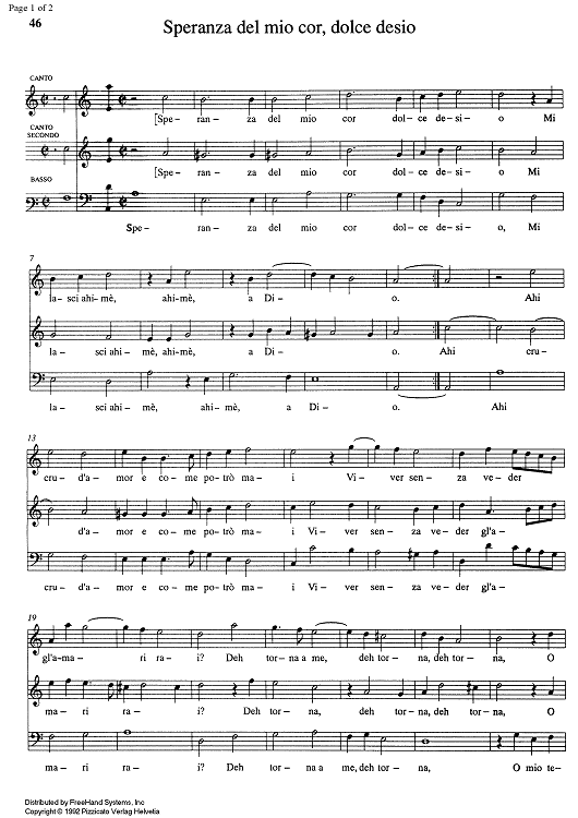 Speranza del mio cor, dolce desio