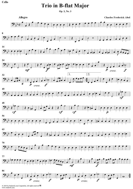 Trio in B-flat Major Op. 3, No. 3 - Cello