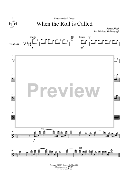 When the Roll is Called - Trombone 1
