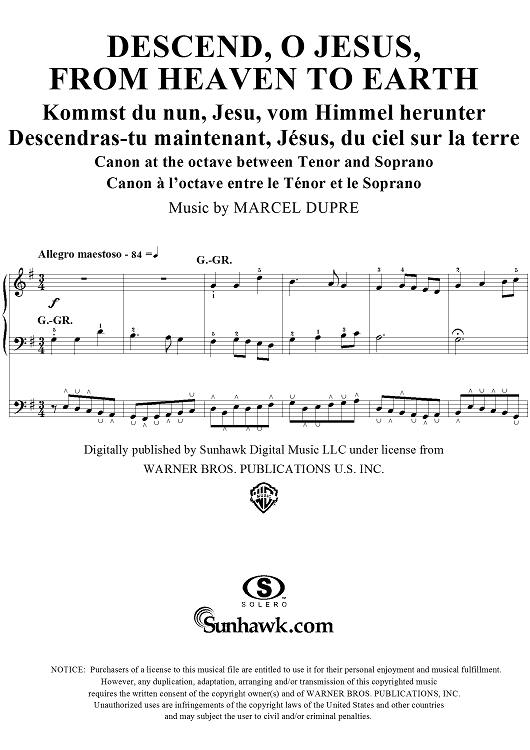 Descend, O Jesus, From Heaven to Earth, from "Seventy-Nine Chorales", Op. 28, No. 48